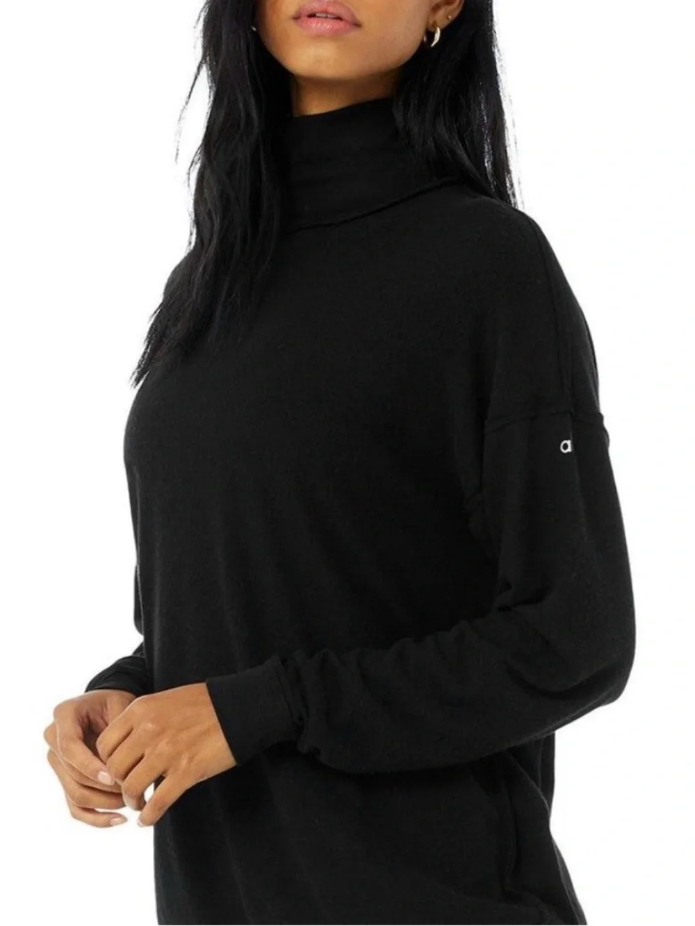 Alo Yoga Clarity Sweatshirt Mock Neck Black Medium